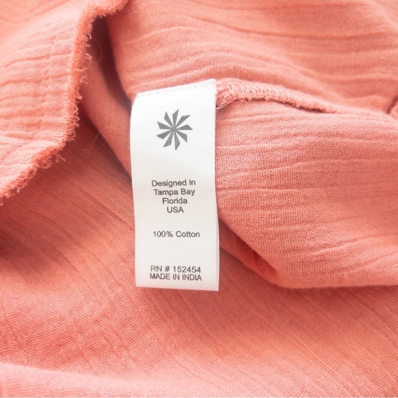 Karyn Seo Coral Pink Cotton Boho Oversized Tunic Top Size Large - Picture 8 of 9